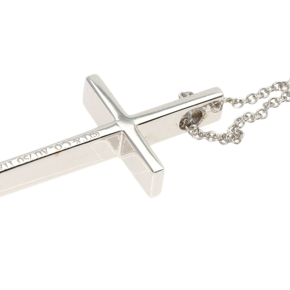 Tiffany&Co. Necklace K18Wg Silver Cross