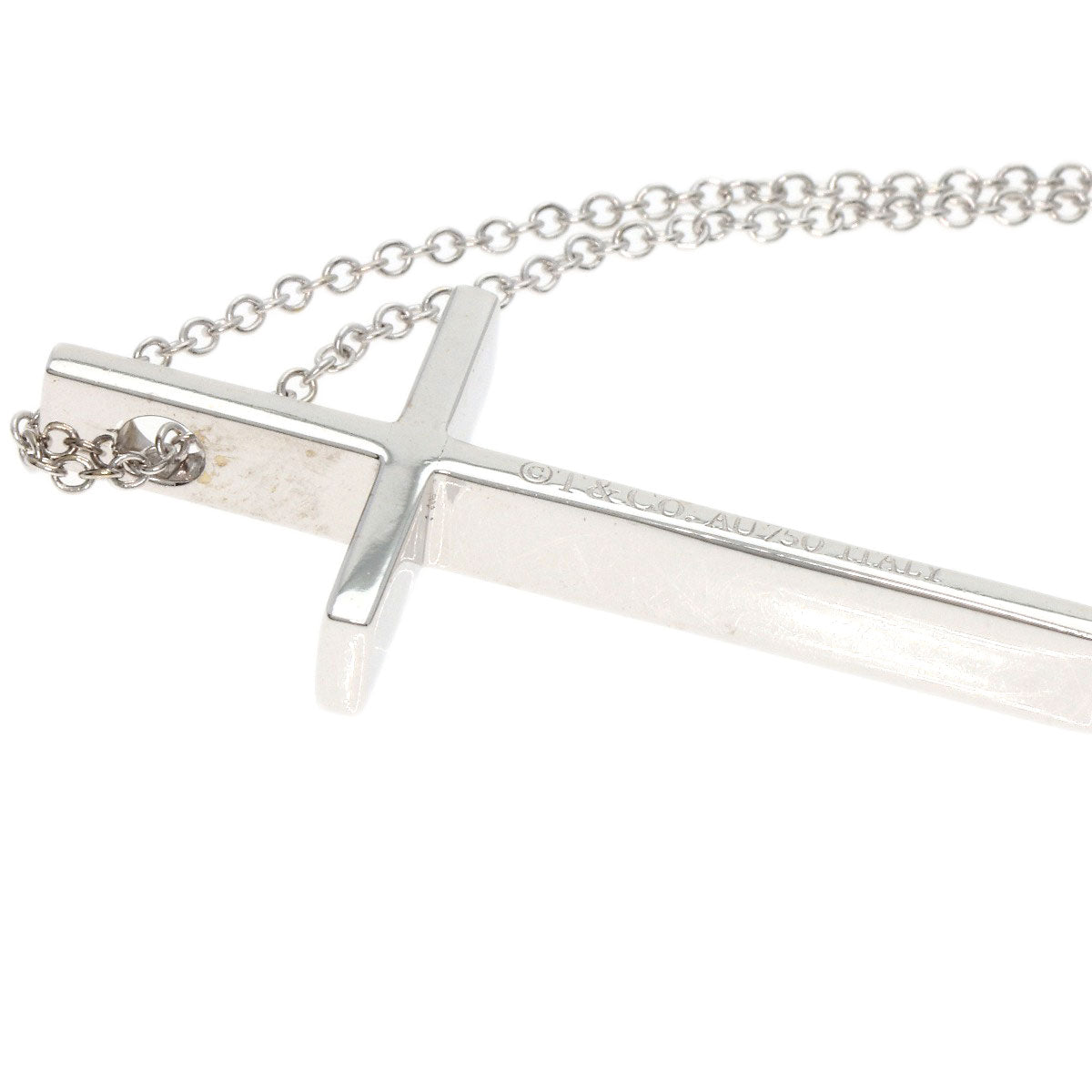 Tiffany&Co. Necklace K18Wg Silver Cross