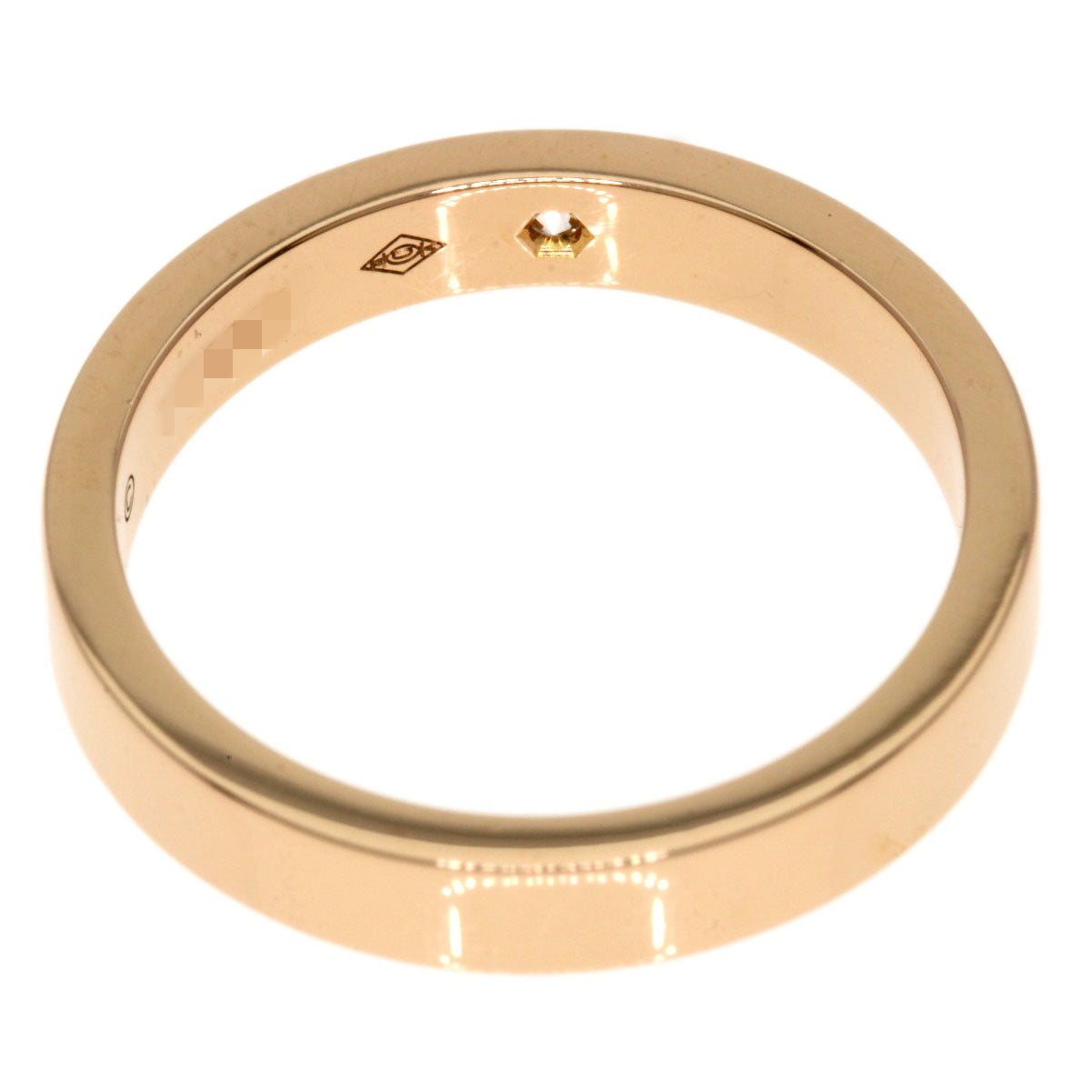 Cartier Ring 18K Pink Gold Gold Engraved 1P Diamond #49