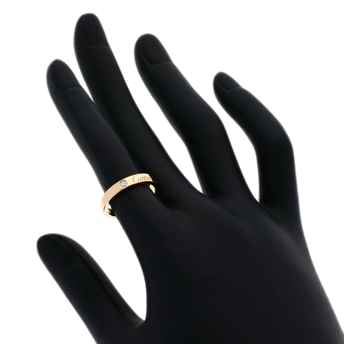 Cartier Ring 18K Pink Gold Gold Engraved 1P Diamond #49