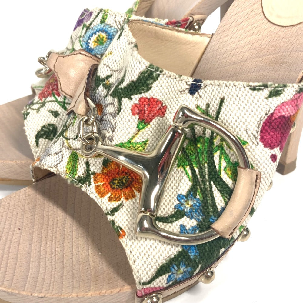 Gucci Sandals 149910 Wood, Canvas Multicolor Flora Floral Pattern Flower 37