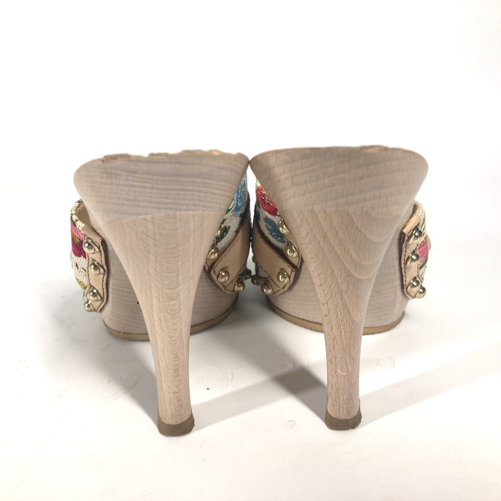 Gucci Sandals 149910 Wood, Canvas Multicolor Flora Floral Pattern Flower 37
