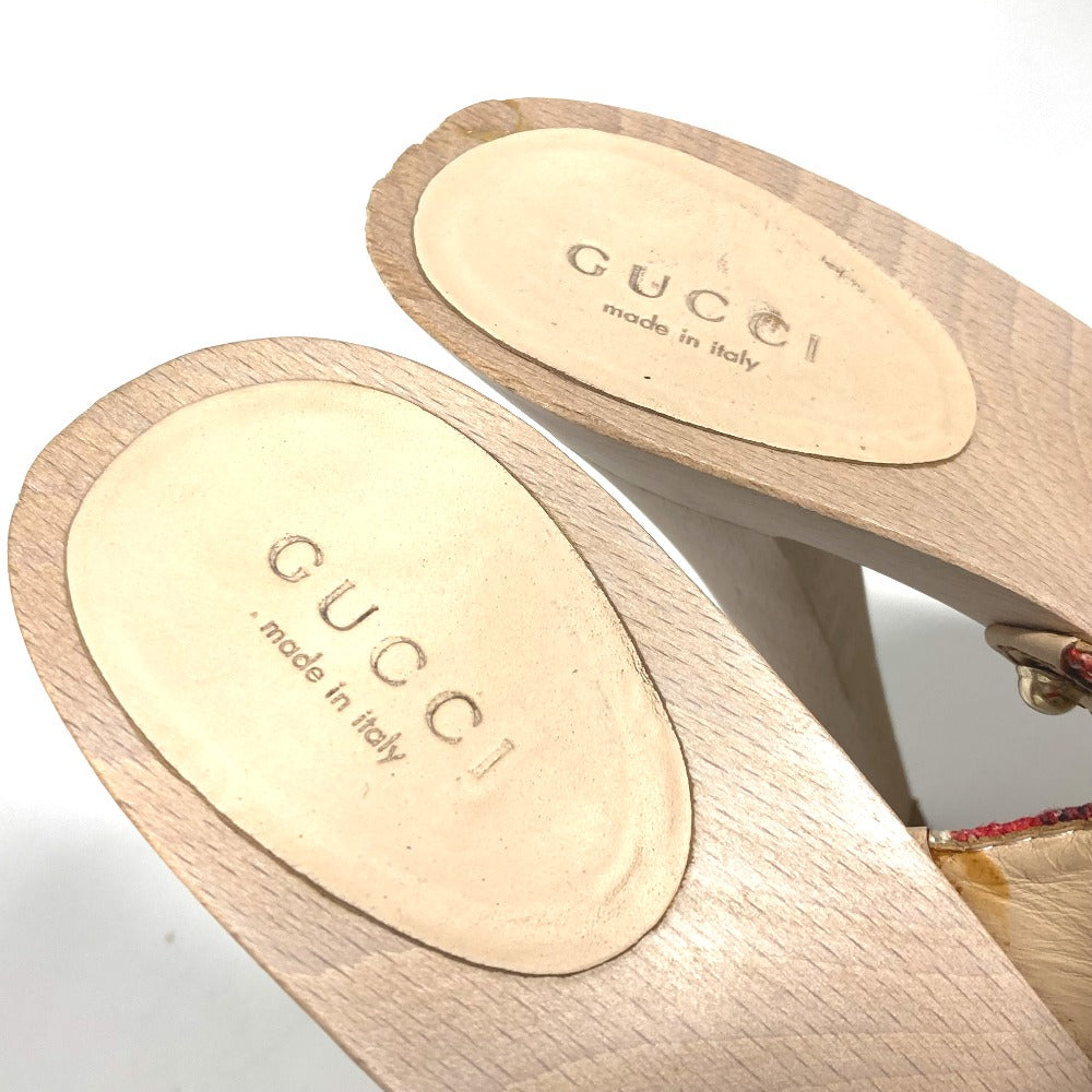 Gucci Sandals 149910 Wood, Canvas Multicolor Flora Floral Pattern Flower 37