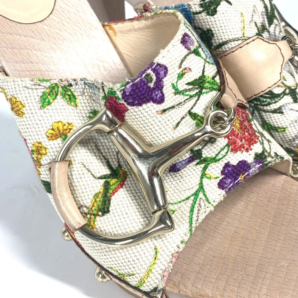 Gucci Sandals 149910 Wood, Canvas Multicolor Flora Floral Pattern Flower 37