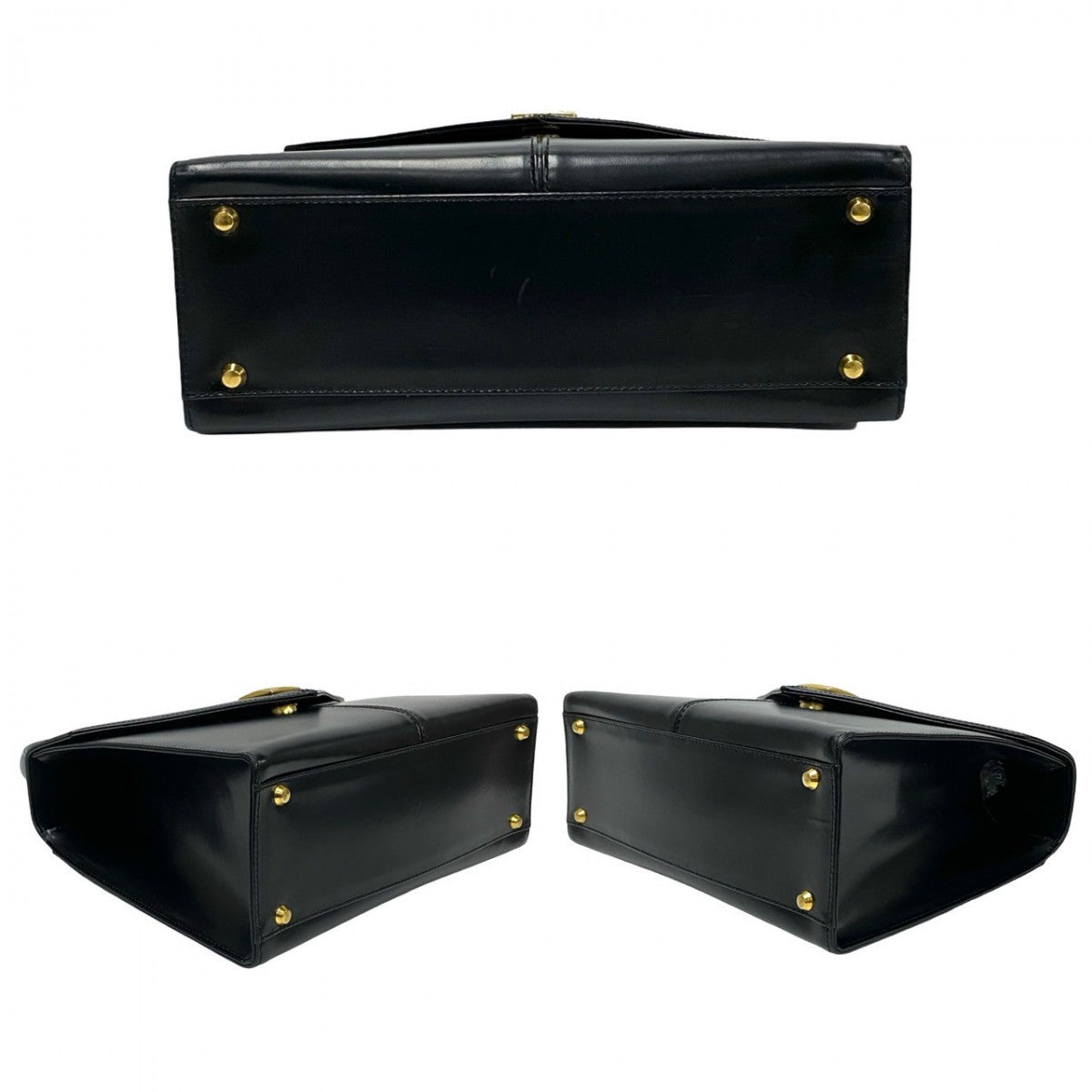 Yves Saint Laurent Handbag Leather Black Ysl Logometal Women