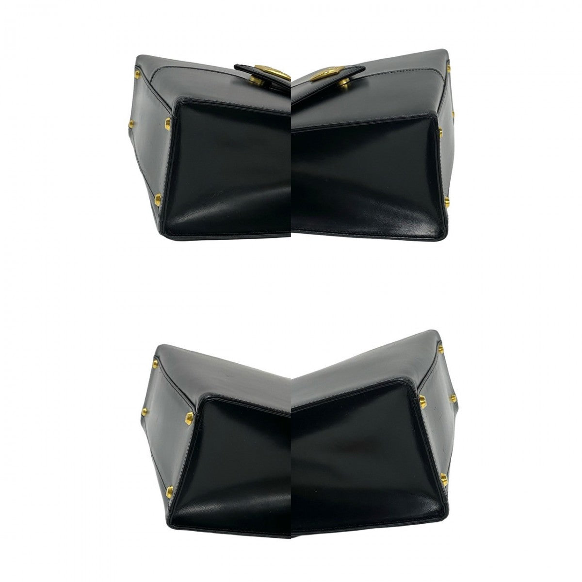 Yves Saint Laurent Handbag Leather Black Ysl Logometal Women