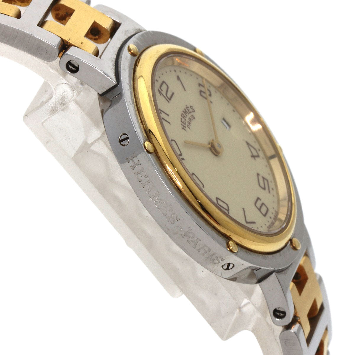 Hermes Watches Quartz Stainless Steel , Ssxgp Gold Clipper Ivory Dial Women