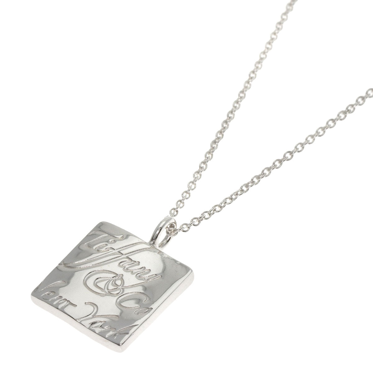 Tiffany&Co. Necklace Sv Silver Notes Square Women