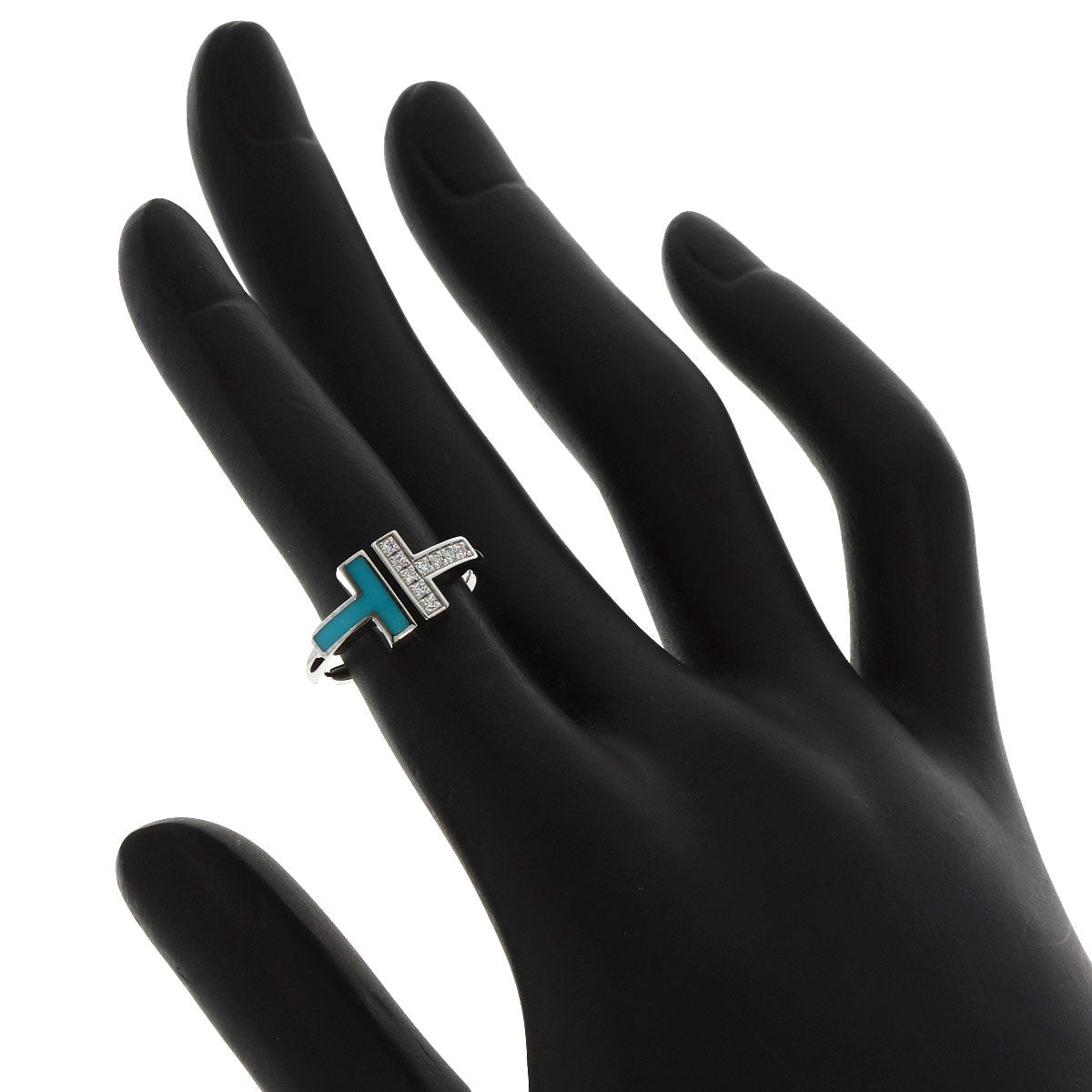 Tiffany&Co. Ring K18Wg Silver T Wire Diamond Women