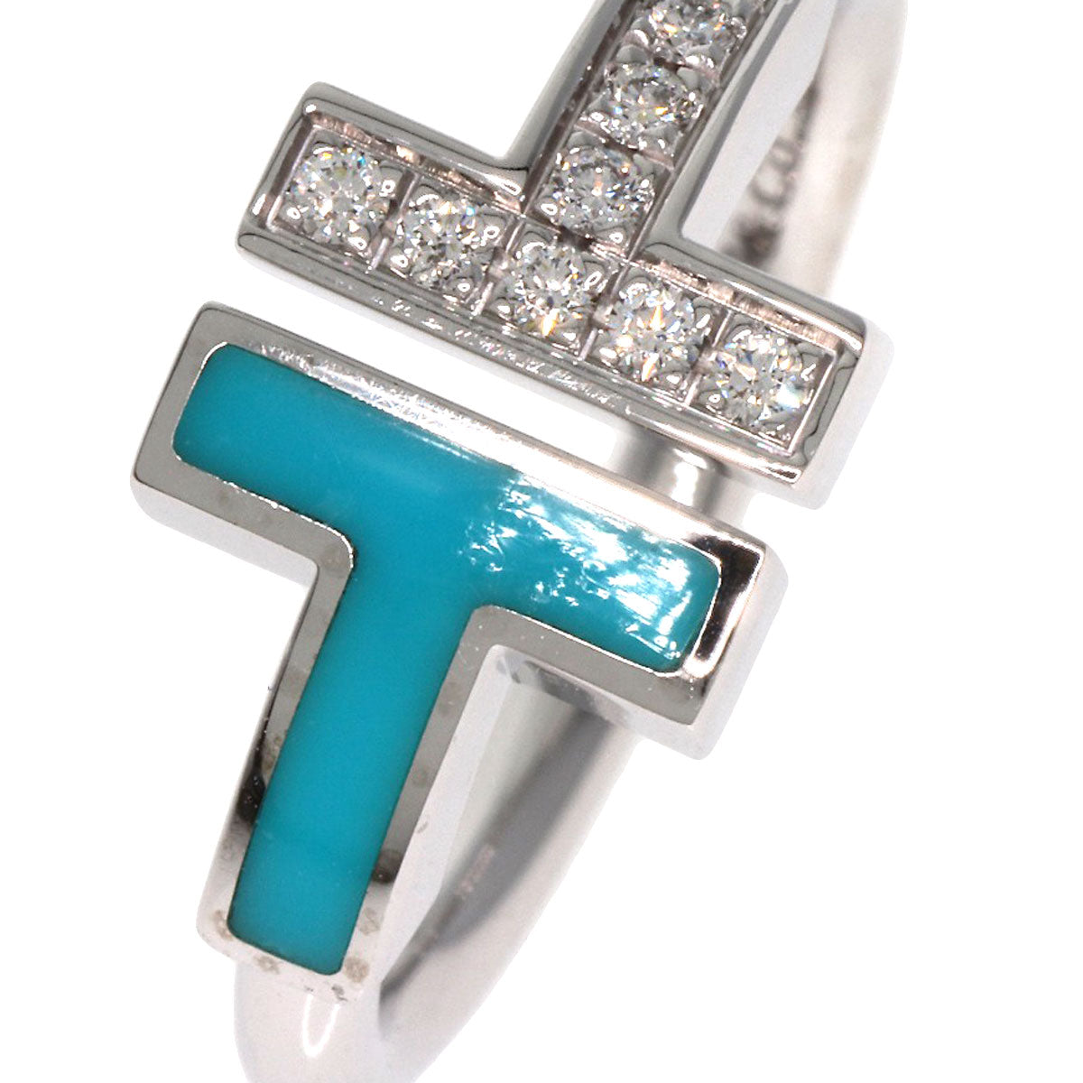 Tiffany&Co. Ring K18Wg Silver T Wire Diamond Women