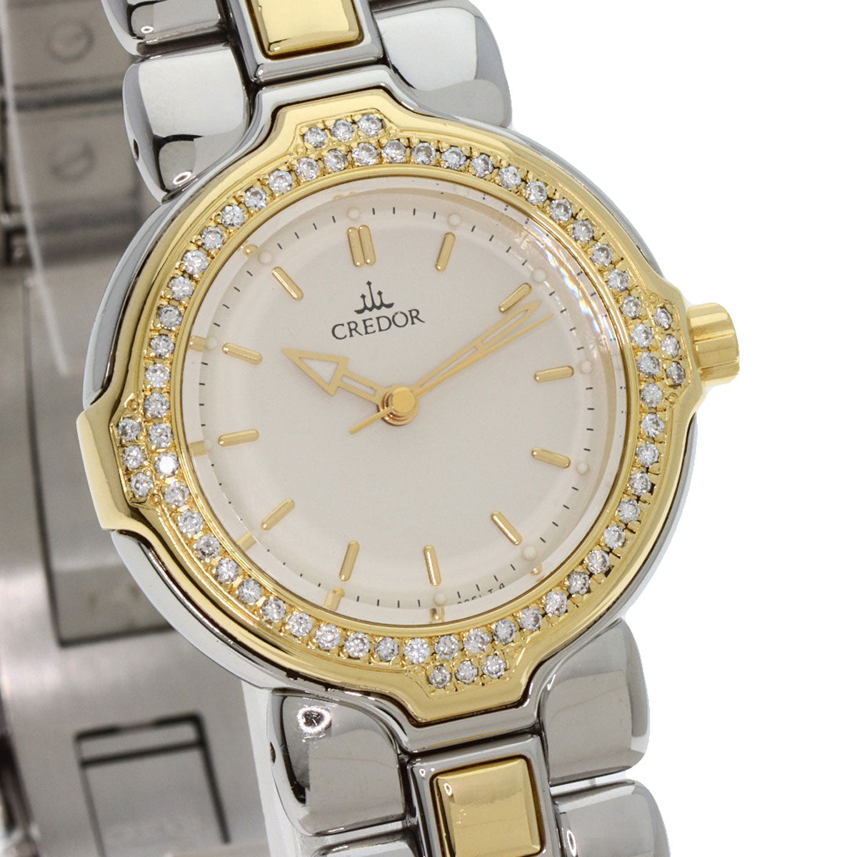 Seiko Watches Quartz Gsab004 Stainless Steel, Ssxk18Yg, Diamond Bezel Gold Credor Diamond Bezel