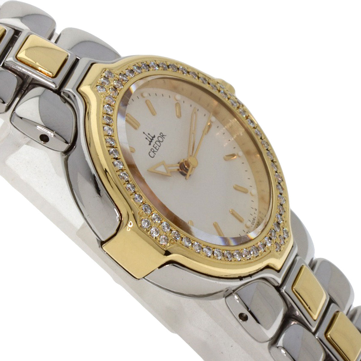 Seiko Watches Quartz Gsab004 Stainless Steel, Ssxk18Yg, Diamond Bezel Gold Credor Diamond Bezel