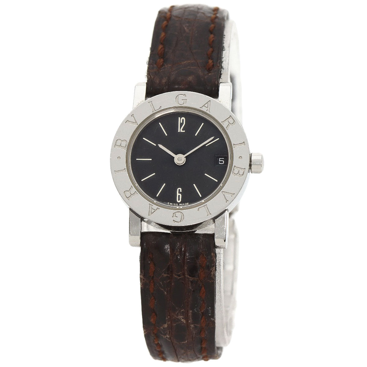 Bvlgari Watches Quartz Bb23Sld Stainless Steel, Leather Silver Bulgari Bulgari Black Dial Women