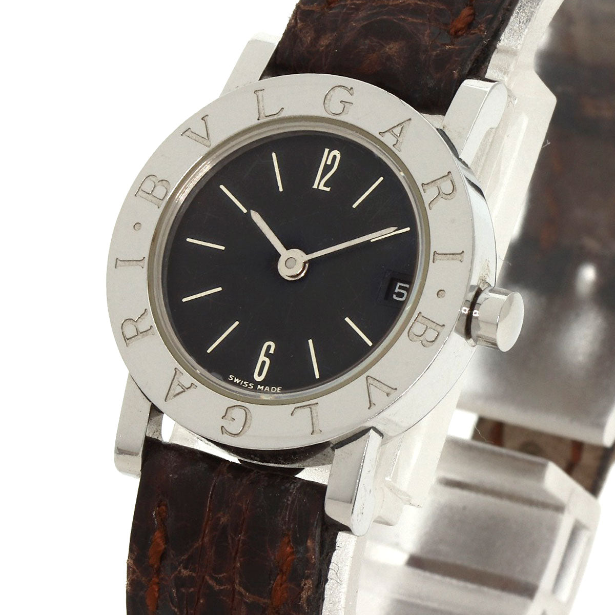 Bvlgari Watches Quartz Bb23Sld Stainless Steel, Leather Silver Bulgari Bulgari Black Dial Women