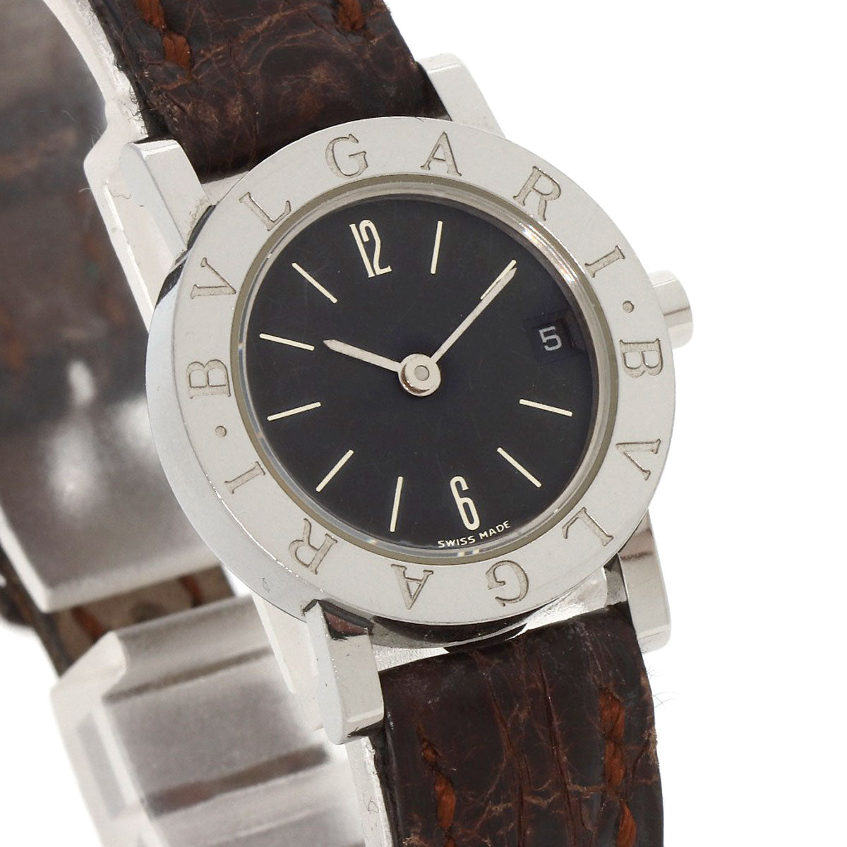 Bvlgari Watches Quartz Bb23Sld Stainless Steel, Leather Silver Bulgari Bulgari Black Dial Women