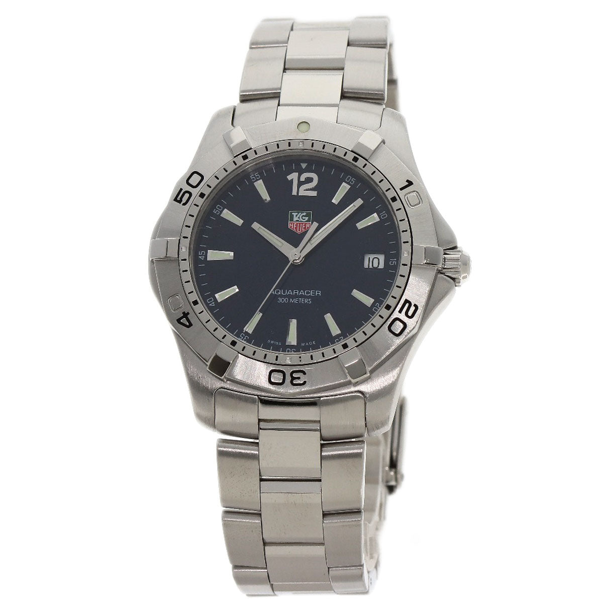 Tag Heuer Watches Quartz Waf1113 Stainless Steel , Stainless Steel Silver Aqua Racer Navy Dial Mens