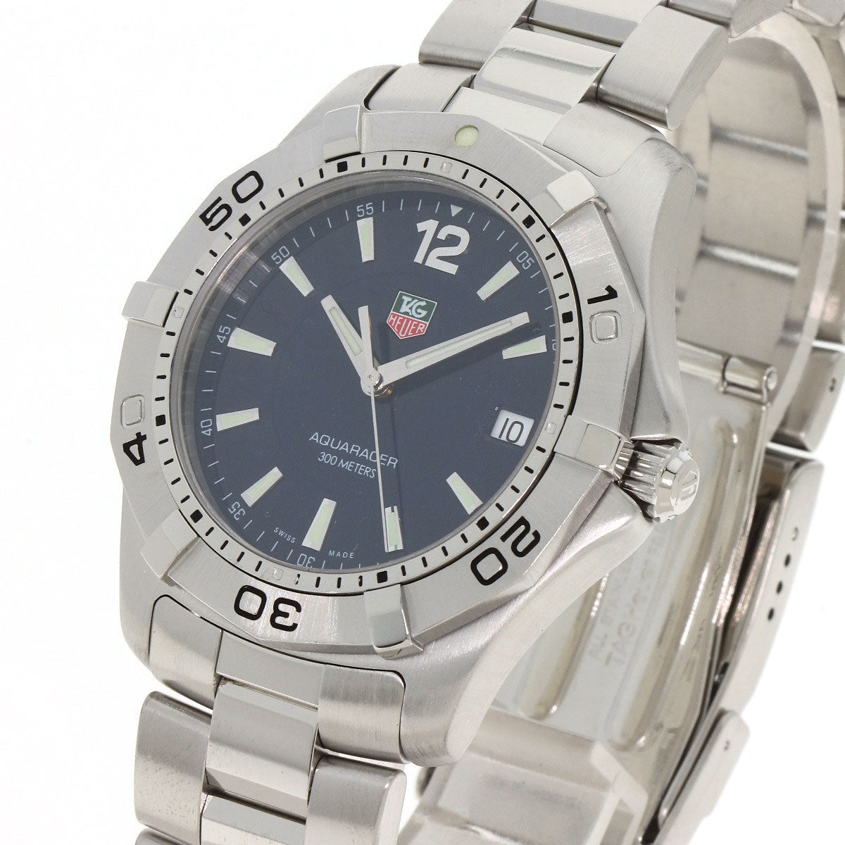 Tag Heuer Watches Quartz Waf1113 Stainless Steel , Stainless Steel Silver Aqua Racer Navy Dial Mens