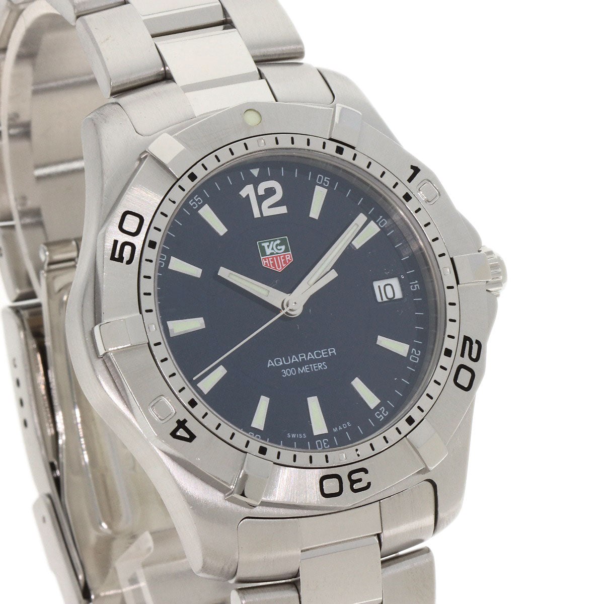 Tag Heuer Watches Quartz Waf1113 Stainless Steel , Stainless Steel Silver Aqua Racer Navy Dial Mens