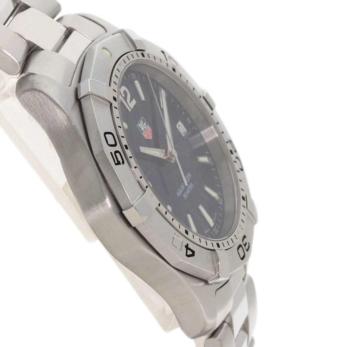 Tag Heuer Watches Quartz Waf1113 Stainless Steel , Stainless Steel Silver Aqua Racer Navy Dial Mens