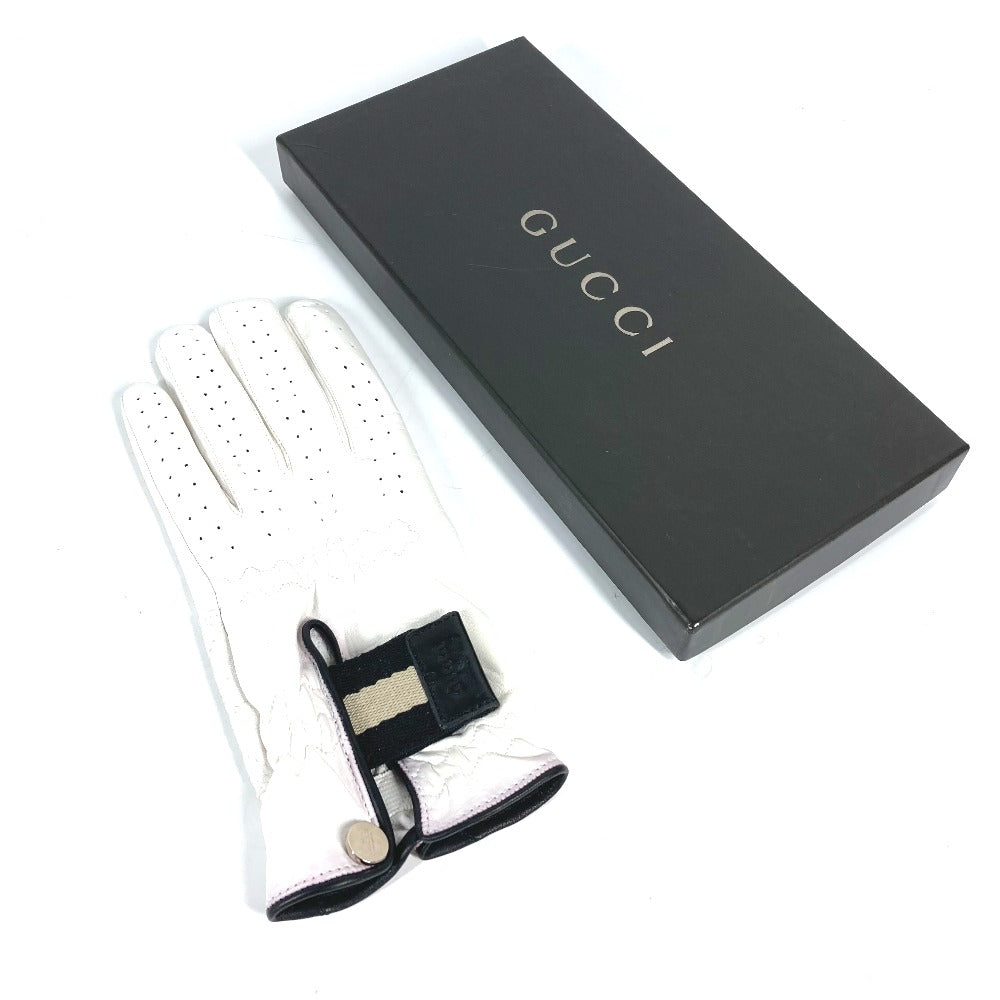 Gucci Gloves Leather White For Left Hand Golf Gloves Women 8