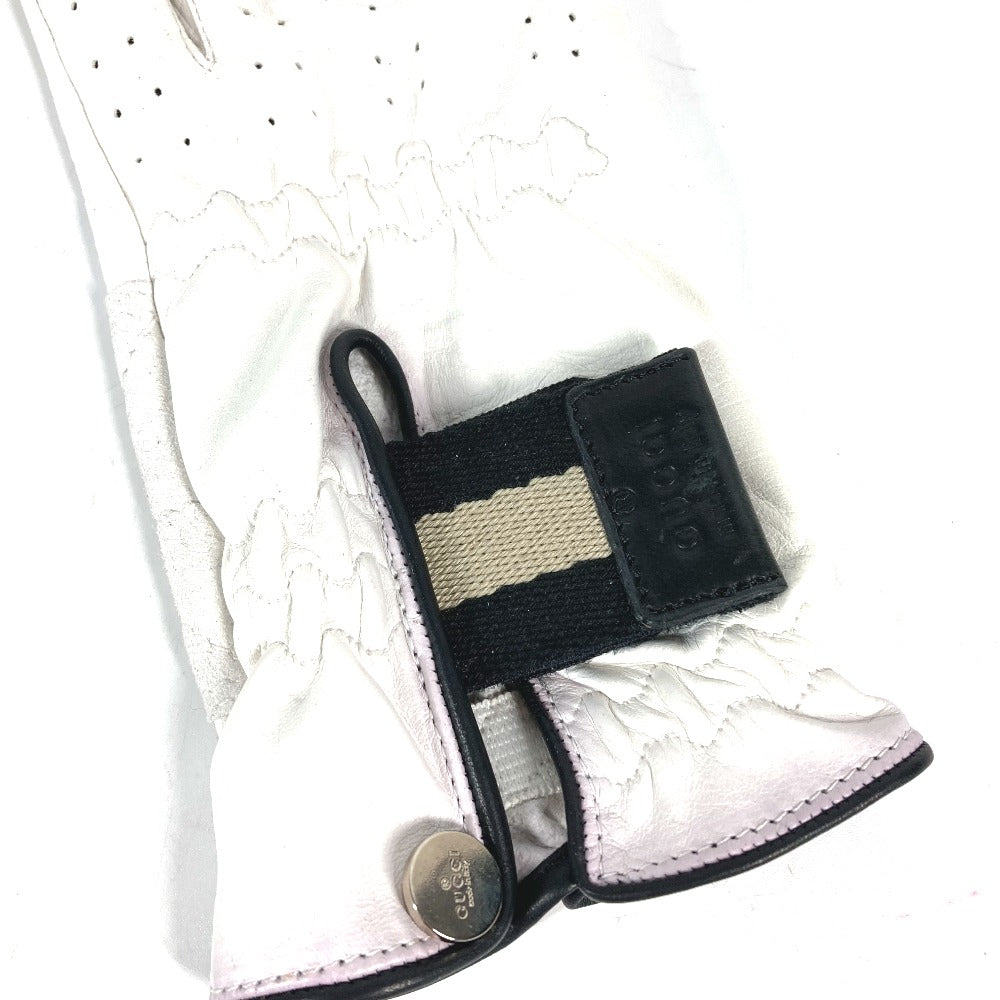 Gucci Gloves Leather White For Left Hand Golf Gloves Women 8