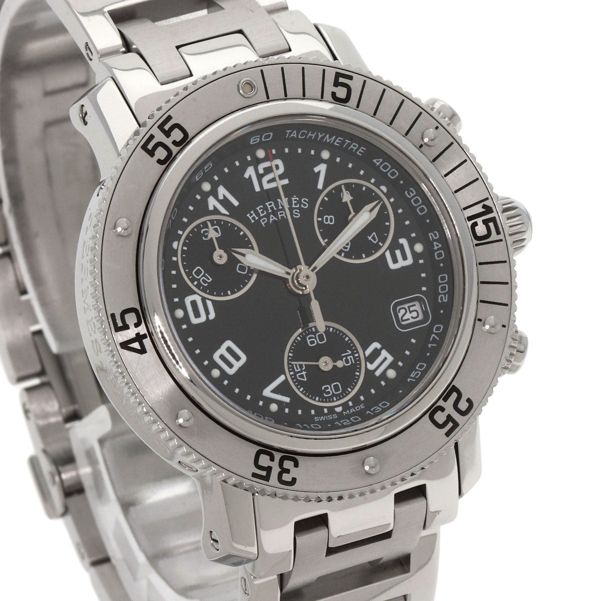 Hermes Watches Quartz Cl2.310 Stainless Steel , Stainless Steel Silver Clipper Diver Chronograph