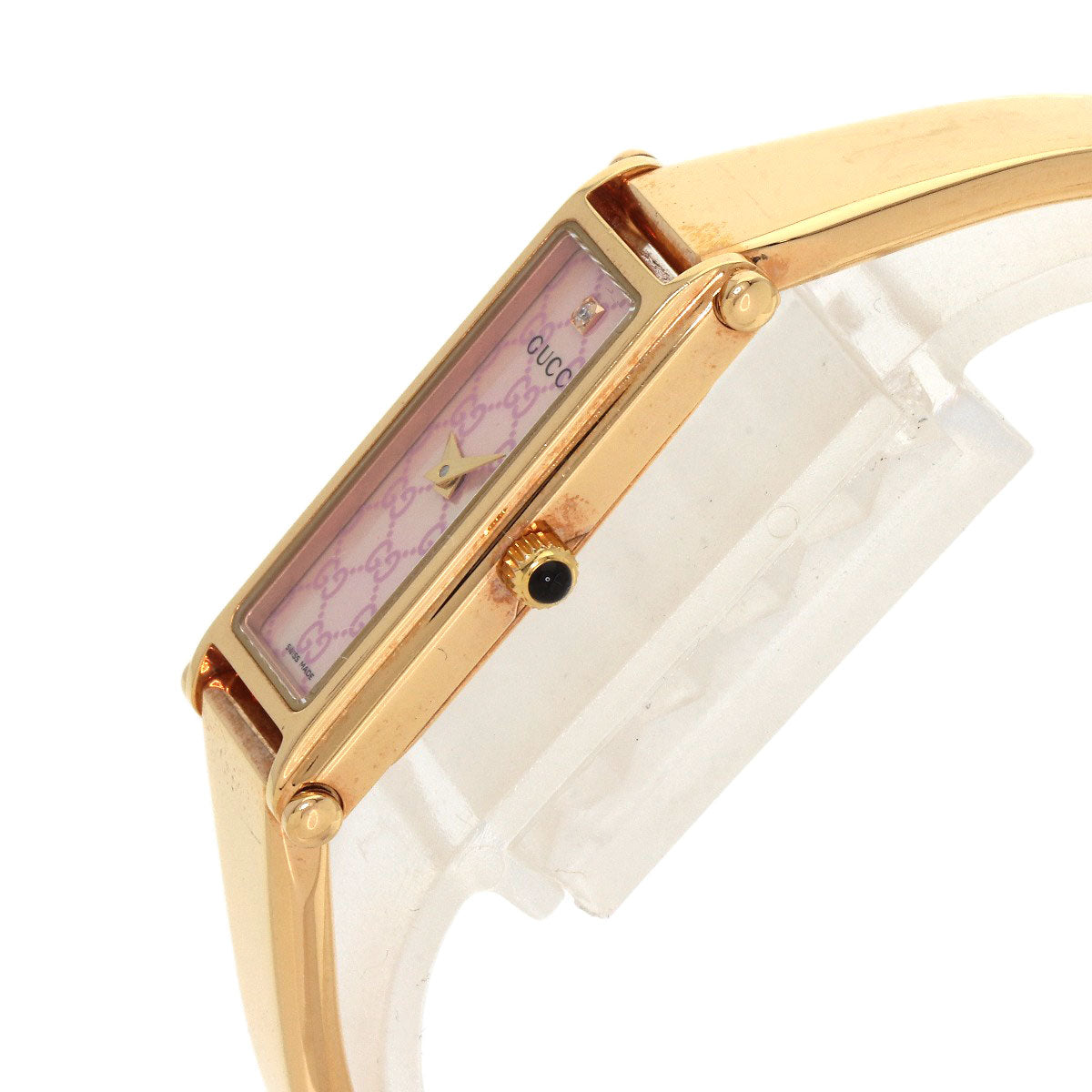 Gucci Watches Quartz 1500L Pgp , Pgp Gold Square Face Bangle 1P Diamond Gg Pink Shell Dial Women