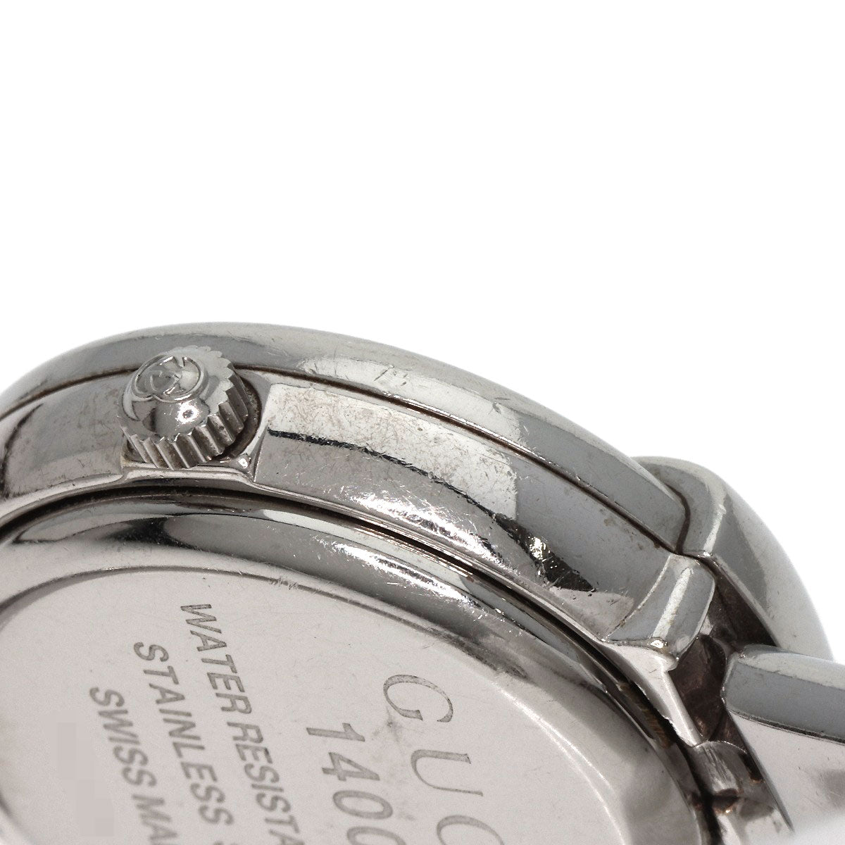 Gucci Watches Quartz 1400L Stainless Steel , Stainless Steel Silver Round Face Bangle Black Dial