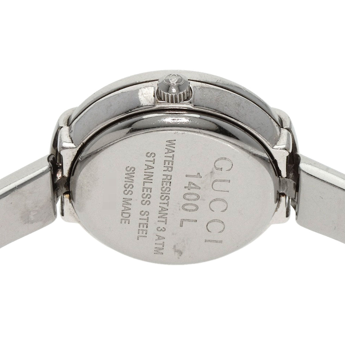 Gucci Watches Quartz 1400L Stainless Steel , Stainless Steel Silver Round Face Bangle Black Dial