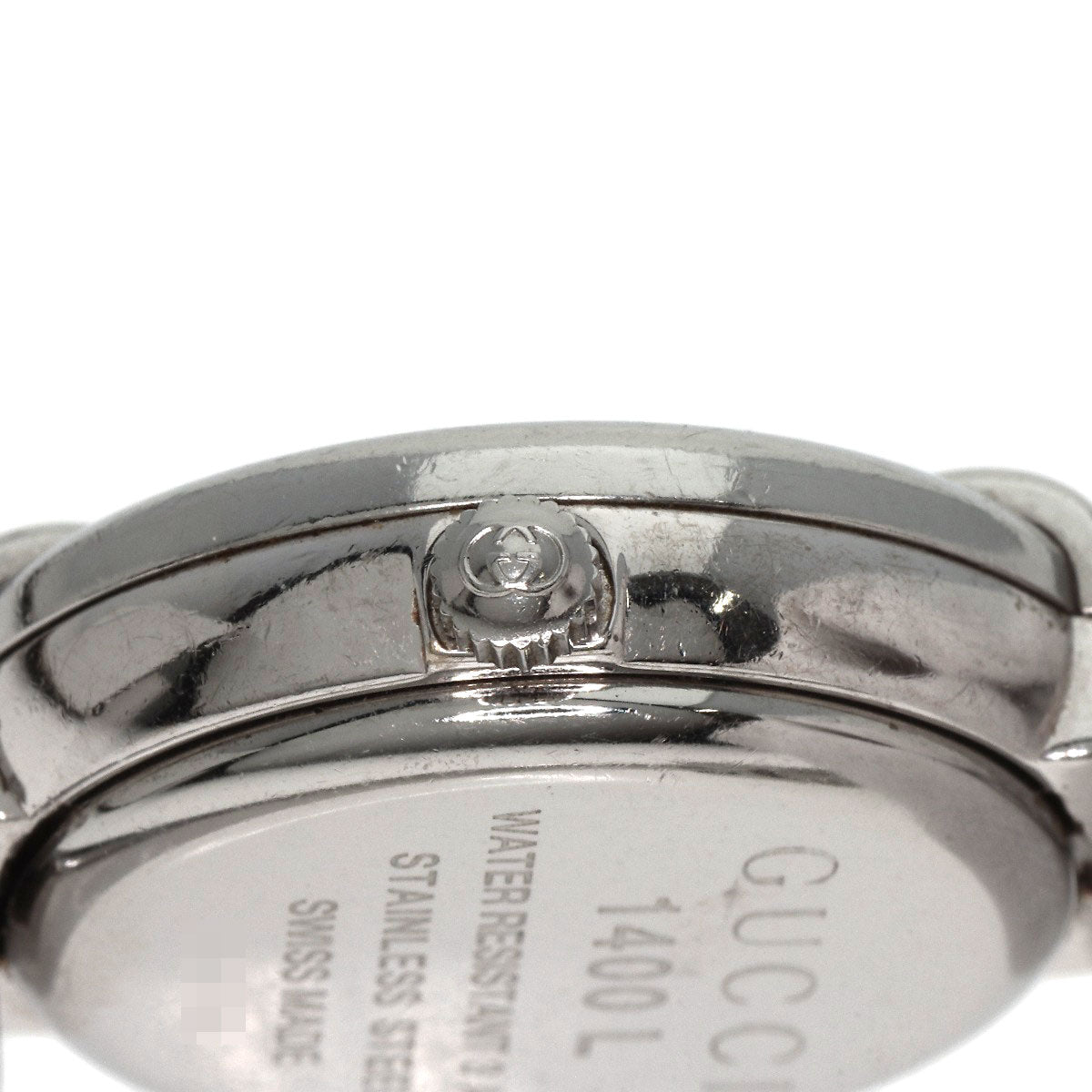 Gucci Watches Quartz 1400L Stainless Steel , Stainless Steel Silver Round Face Bangle Black Dial