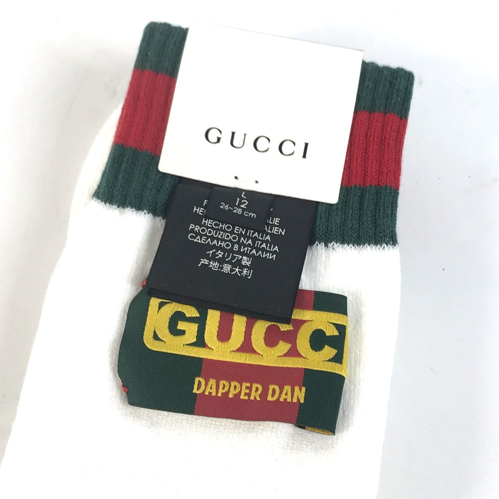Gucci Socks 537821 Cotton, Nylon White Dapper Dan Collaboration Logo Sherry Line L 26-28Cm