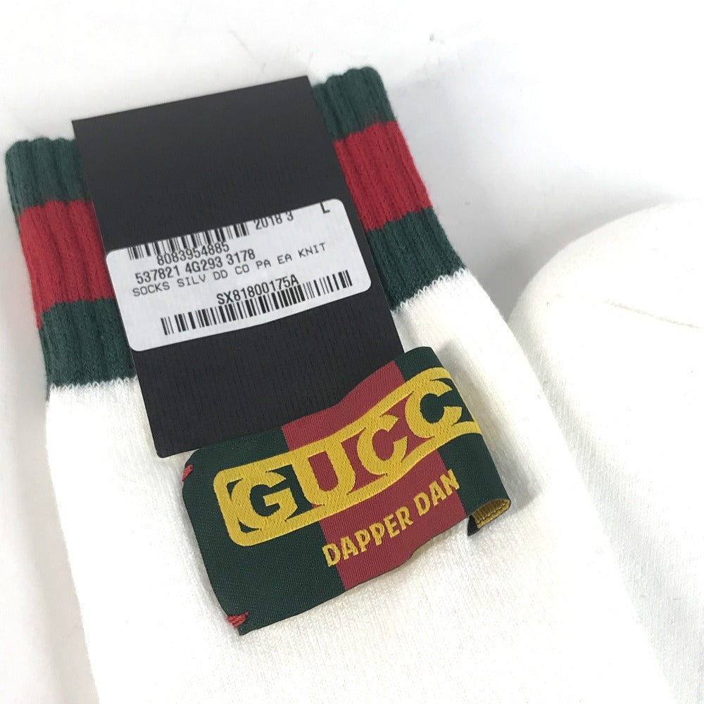 Gucci Socks 537821 Cotton, Nylon White Dapper Dan Collaboration Logo Sherry Line L 26-28Cm