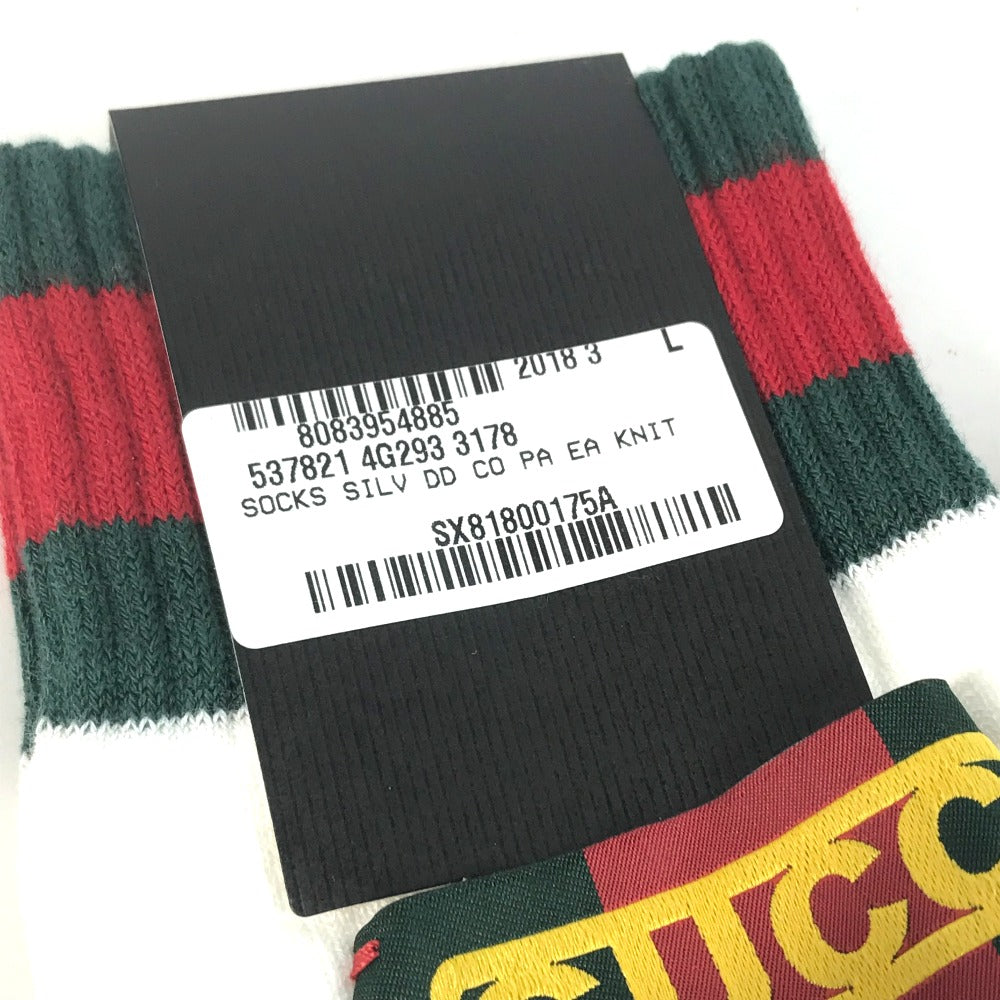 Gucci Socks 537821 Cotton, Nylon White Dapper Dan Collaboration Logo Sherry Line L 26-28Cm