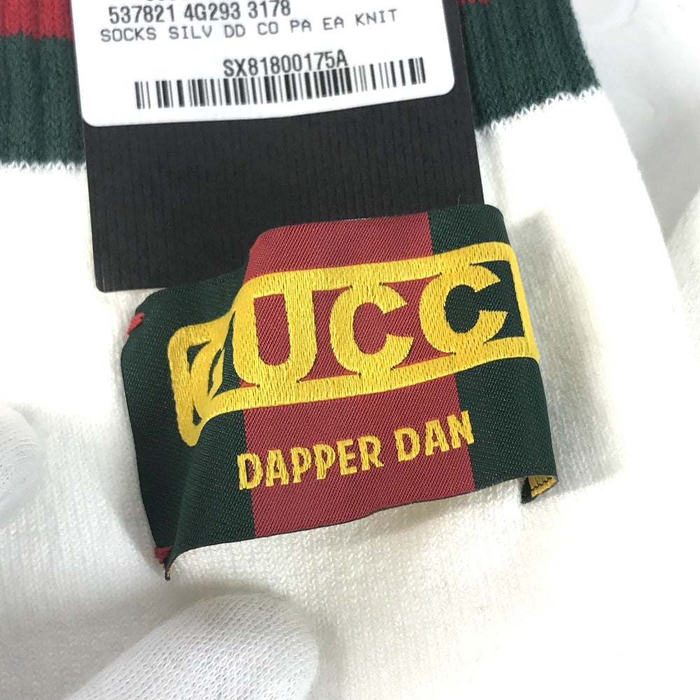 Gucci Socks 537821 Cotton, Nylon White Dapper Dan Collaboration Logo Sherry Line L 26-28Cm