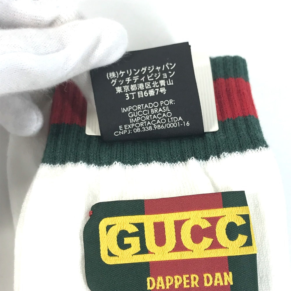 Gucci Socks 537821 Cotton, Nylon White Dapper Dan Collaboration Logo Sherry Line L 26-28Cm