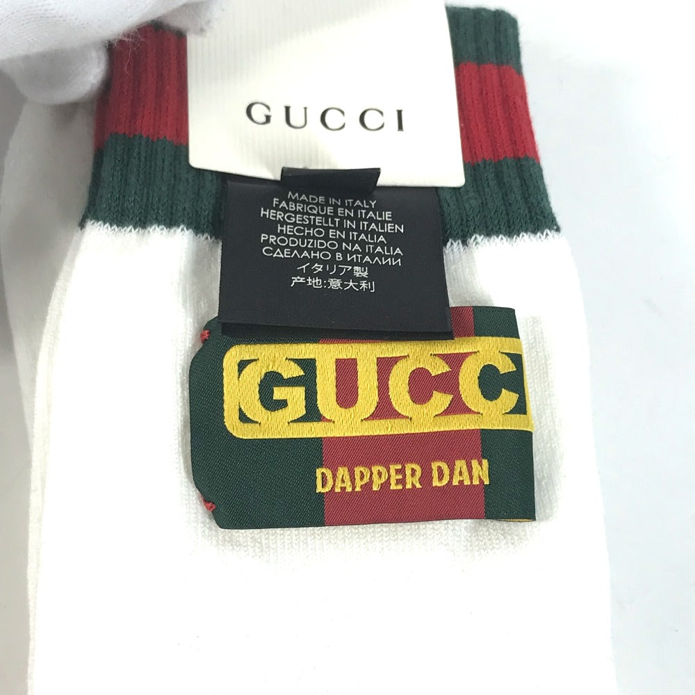 Gucci Socks 537821 Cotton, Nylon White Dapper Dan Collaboration Logo Sherry Line L 26-28Cm