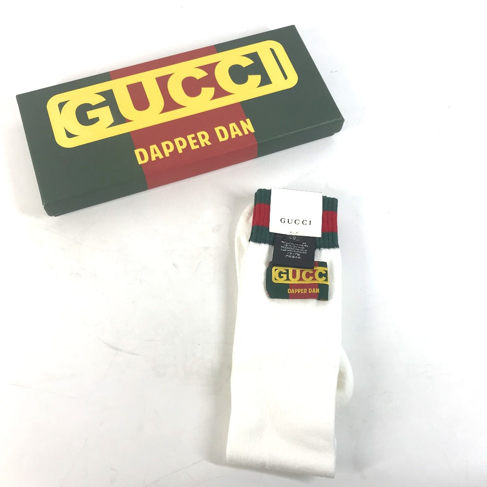 Gucci Socks 537821 Cotton, Nylon White Dapper Dan Collaboration Logo Sherry Line L 26-28Cm