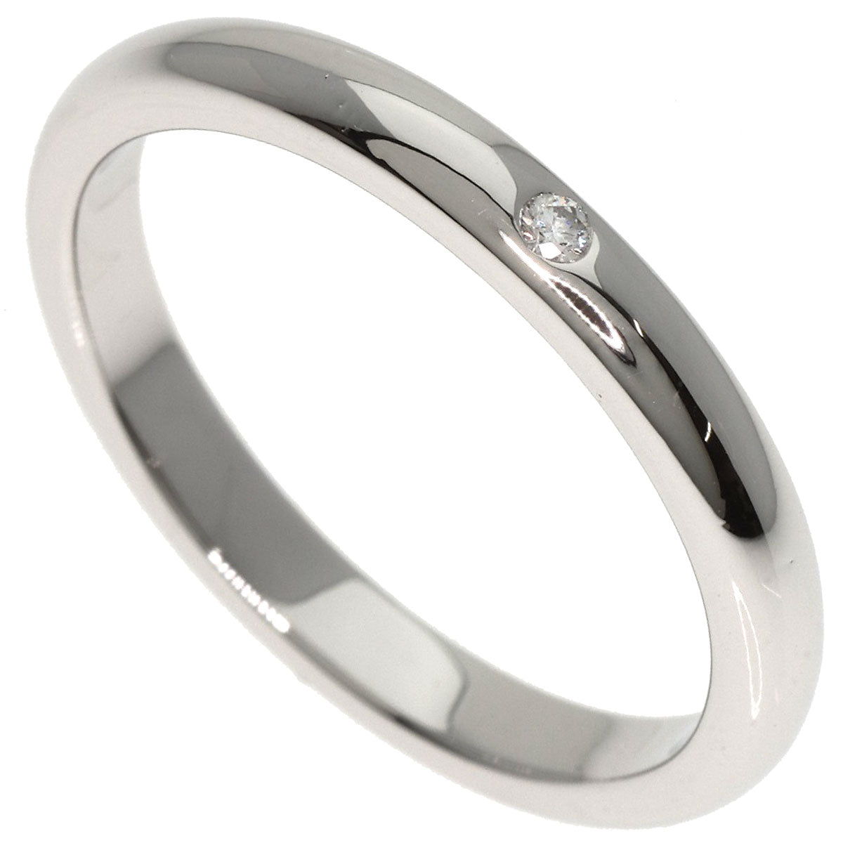 Tiffany&Co. Ring Pt950 Silver Stacking Band 1P Diamond