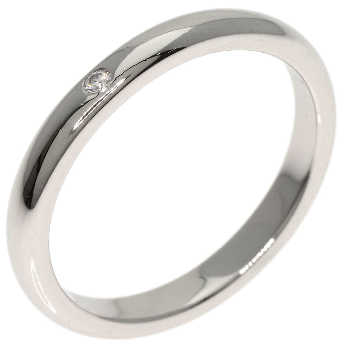 Tiffany&Co. Ring Pt950 Silver Stacking Band 1P Diamond