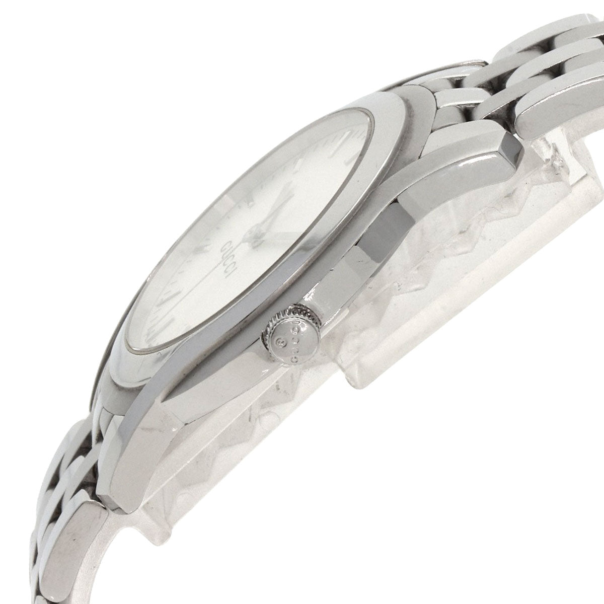 Gucci Watches Quartz 5500Xl Stainless Steel , Stainless Steel Silver Round Face Silver Dial Mens