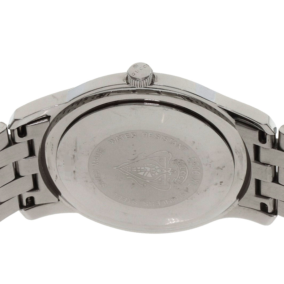 Gucci Watches Quartz 5500Xl Stainless Steel , Stainless Steel Silver Round Face Silver Dial Mens