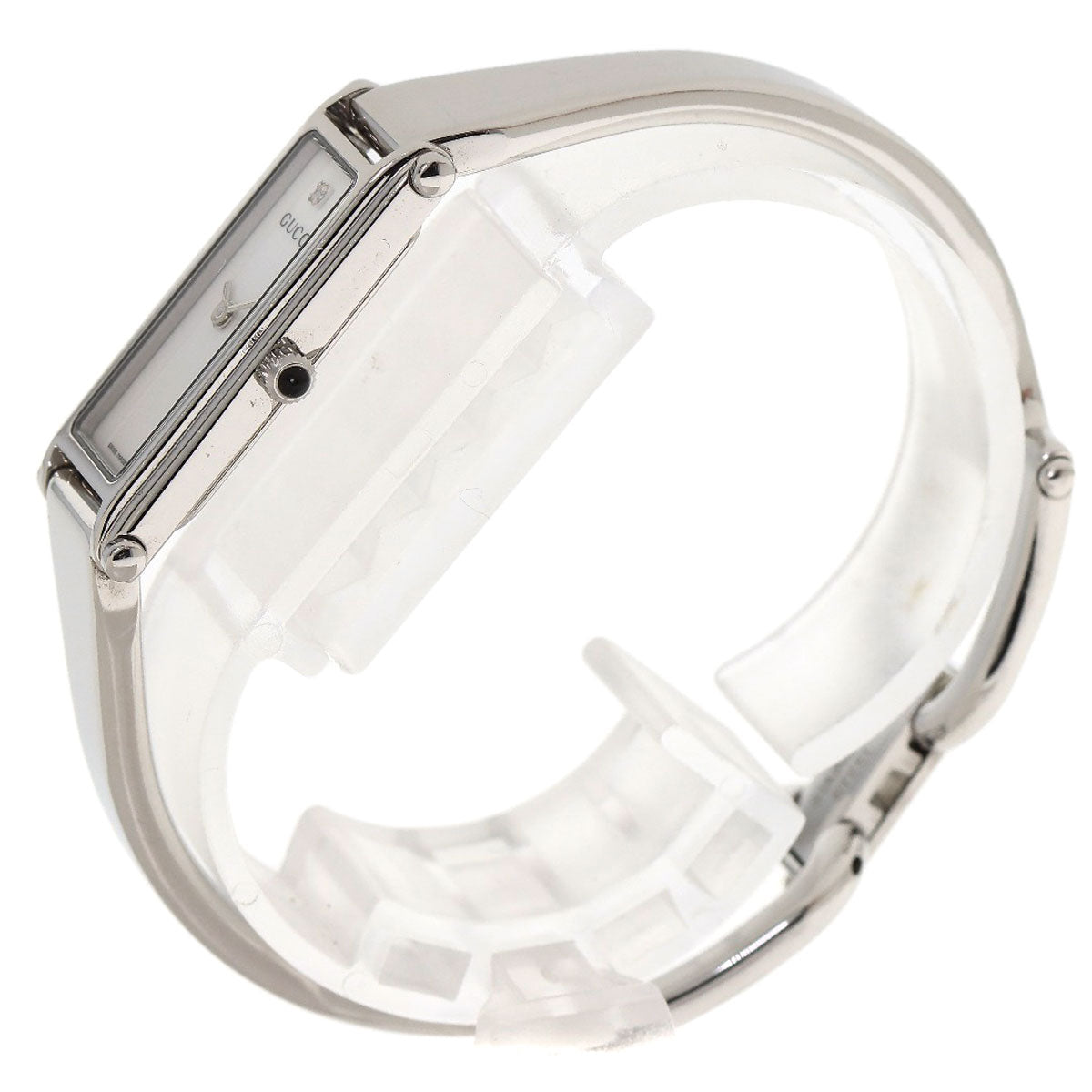Gucci Watches Quartz 1500L Stainless Steel , Stainless Steel Silver Square Face Bangle White Shell