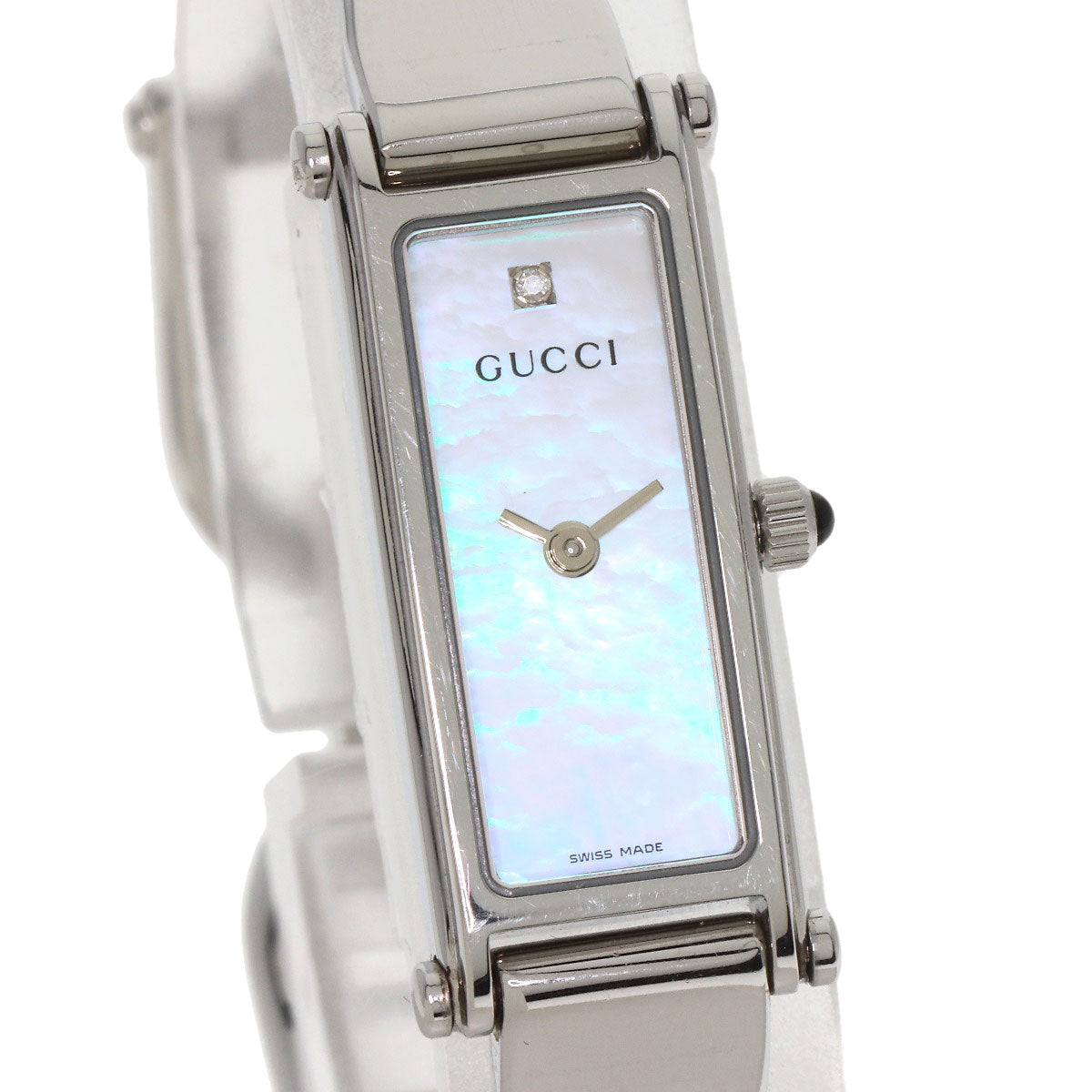 Gucci Watches Quartz 1500L Stainless Steel , Stainless Steel Silver Square Face Bangle White Shell