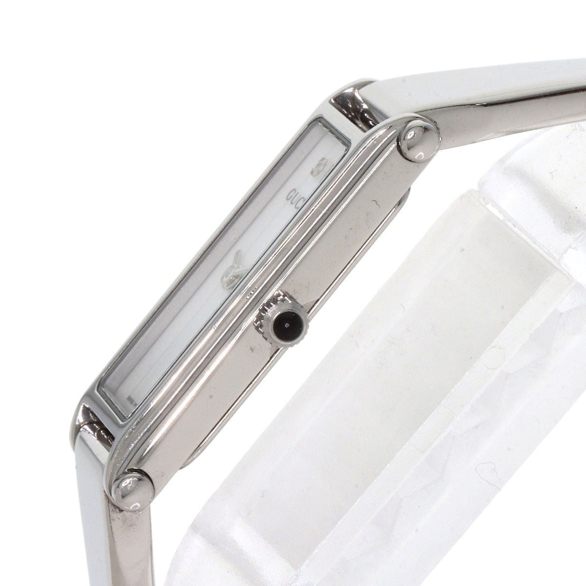 Gucci Watches Quartz 1500L Stainless Steel , Stainless Steel Silver Square Face Bangle White Shell