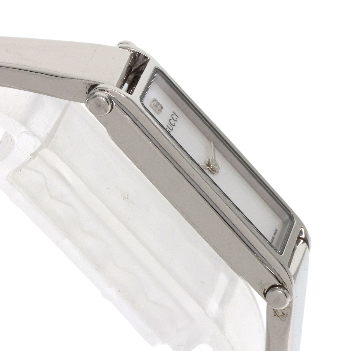 Gucci Watches Quartz 1500L Stainless Steel , Stainless Steel Silver Square Face Bangle White Shell
