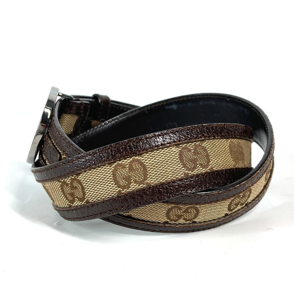 Gucci Belt 114874 Gg Canvas / Leather Beige Gg 80
