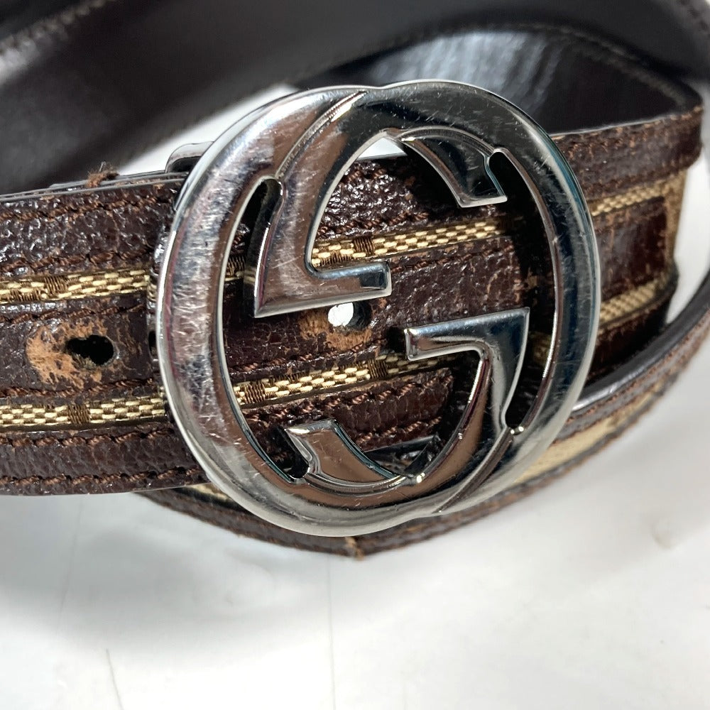 Gucci Belt 114874 Gg Canvas / Leather Beige Gg 80
