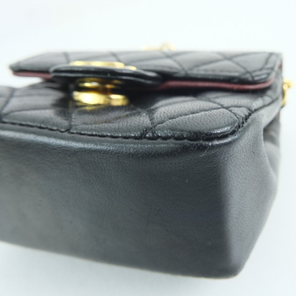 Chanel Waist Bag Lambskin Black Rare Vintage Micro Matrasse Chain Pochette Women