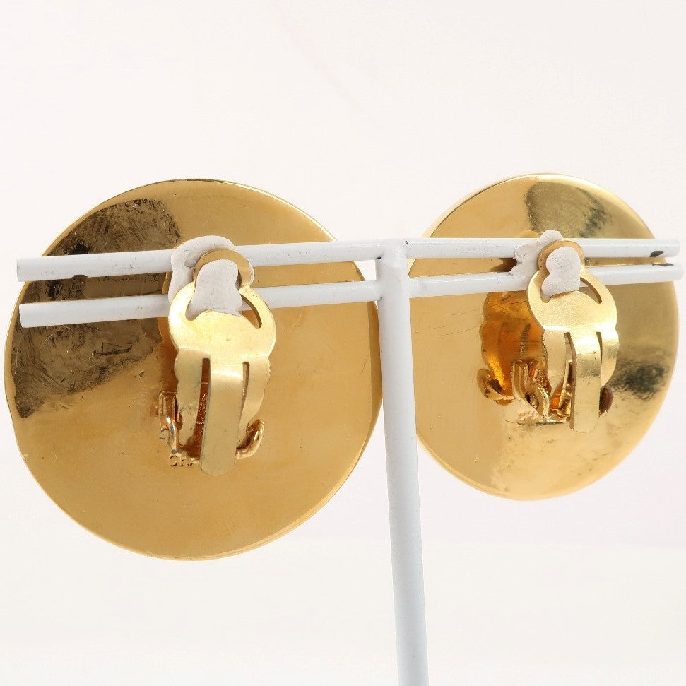 Chanel Earring Plated Gold Black Coco Mark Women