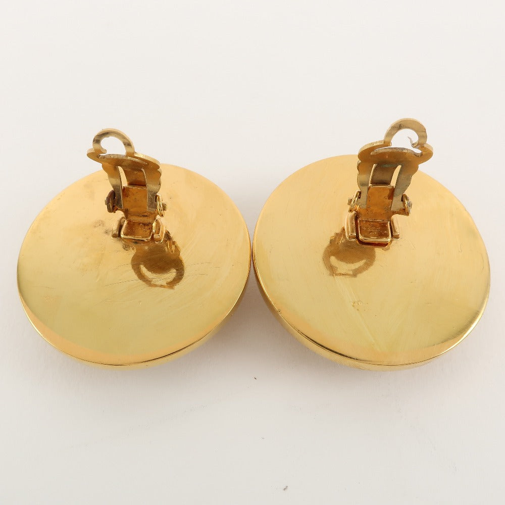 Chanel Earring Plated Gold Black Coco Mark Women